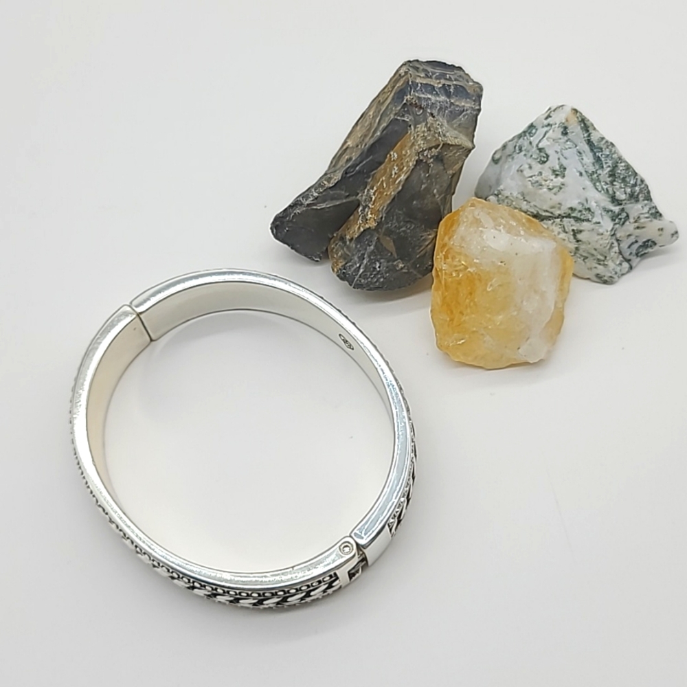 RARE $78 Brighton "Chain Reaction" Hinged Bangle w Dual Rows of Pavè Crystals 💎 - Picture 8 of 13